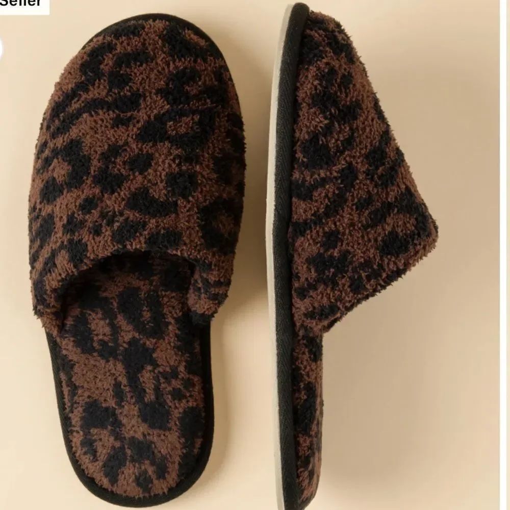 SOFTIES - Marshmallow Leopard Slippers in Wild Espresso